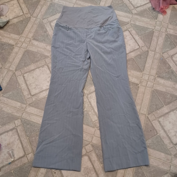 Thyme maternity grey dress pants with fold-over waist - Picture 1 of 2